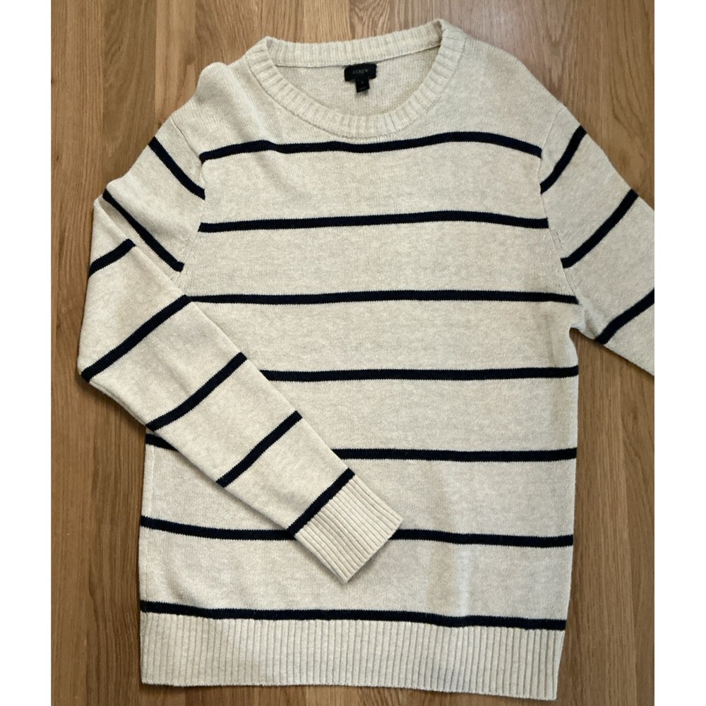 J.Crew Striped Sweater G8945 – Women's Small – Cream‎ & Navy Blue Stripe